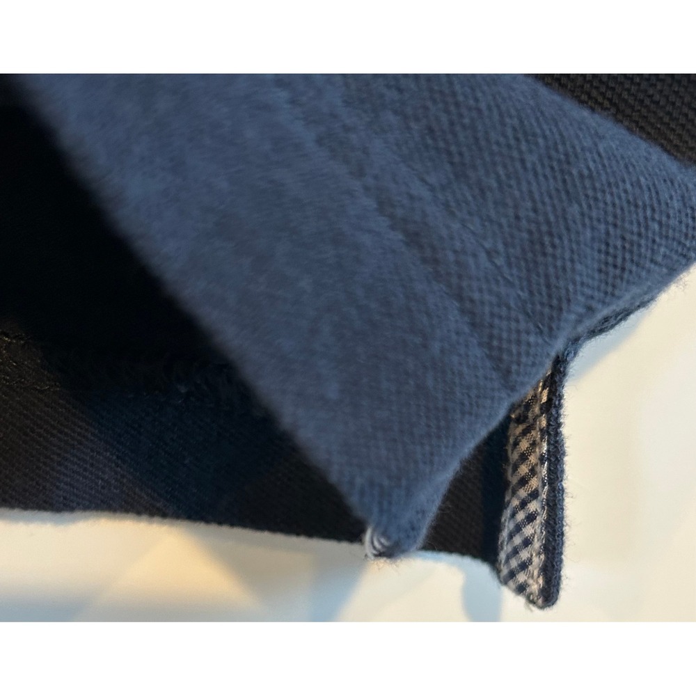 Lands End Mens Navy Blue Gingham Trim Cotton Pique Polo Shirt Large 42-44 Preppy - Picture 7 of 7